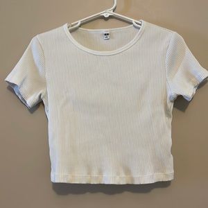 Ribbed Cropped Short-Sleeve T-Shirt Uniqlo XS